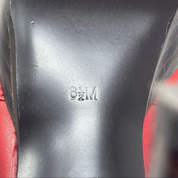 Guess Shoes GFBELVA Red Peep Toe Leather Pump Platform Women's 6.5M Stacked Heel - Picture 8 of 10